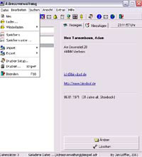 Screenshot vom Programm: JLSoft Adressverwaltung