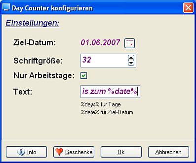 Screenshot vom Programm: Daycounter