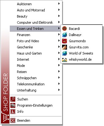 Screenshot vom Programm: ShopFolder